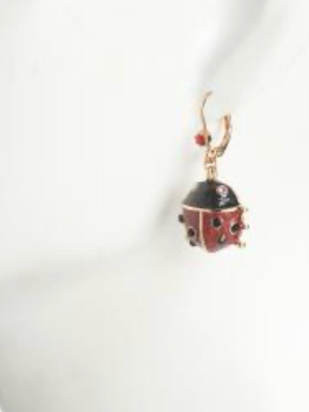 New Betsey johnson Gold-Tone Red and Black Ladybug Drop Earring - Picture 3 of 8